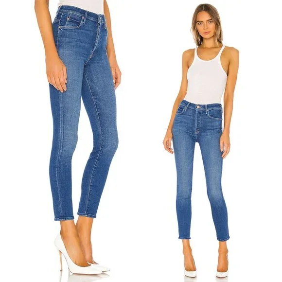 NWT Mother The Super Stunner Ankle Jeans Heart Print Pocket Double Vision 26 - Picture 2 of 8